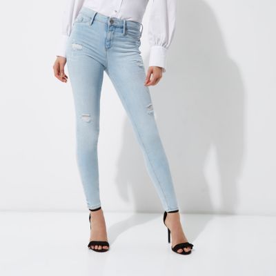 Light blue ripped Molly skinny fit jeggings