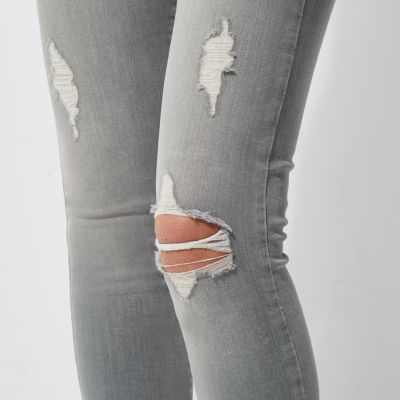 Grey Molly ripped skinny fit jeggings