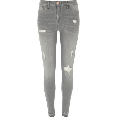Grey Molly ripped skinny fit jeggings