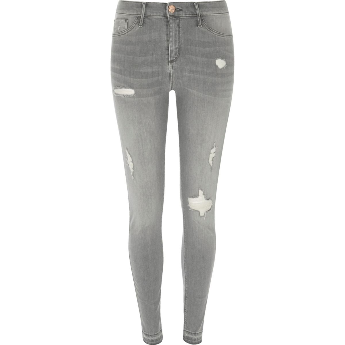 Grey Molly ripped skinny fit jeggings