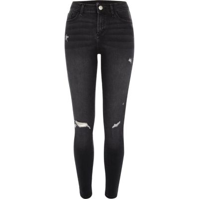 Amelie – Super Skinny Jeans in schwarzer Waschung mit Rissen