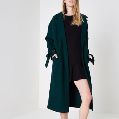 Dark green tie cuff coat