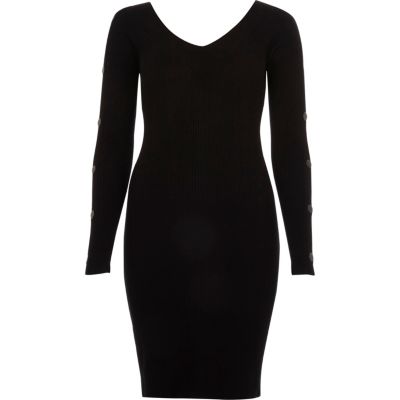 Schwarzes Bodycon-Kleid mit Metalldetails