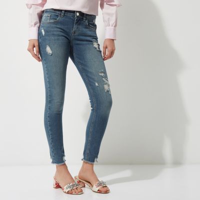 Mid blue Alannah ripped relaxed skinny jeans