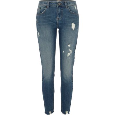 Mid blue Alannah ripped relaxed skinny jeans