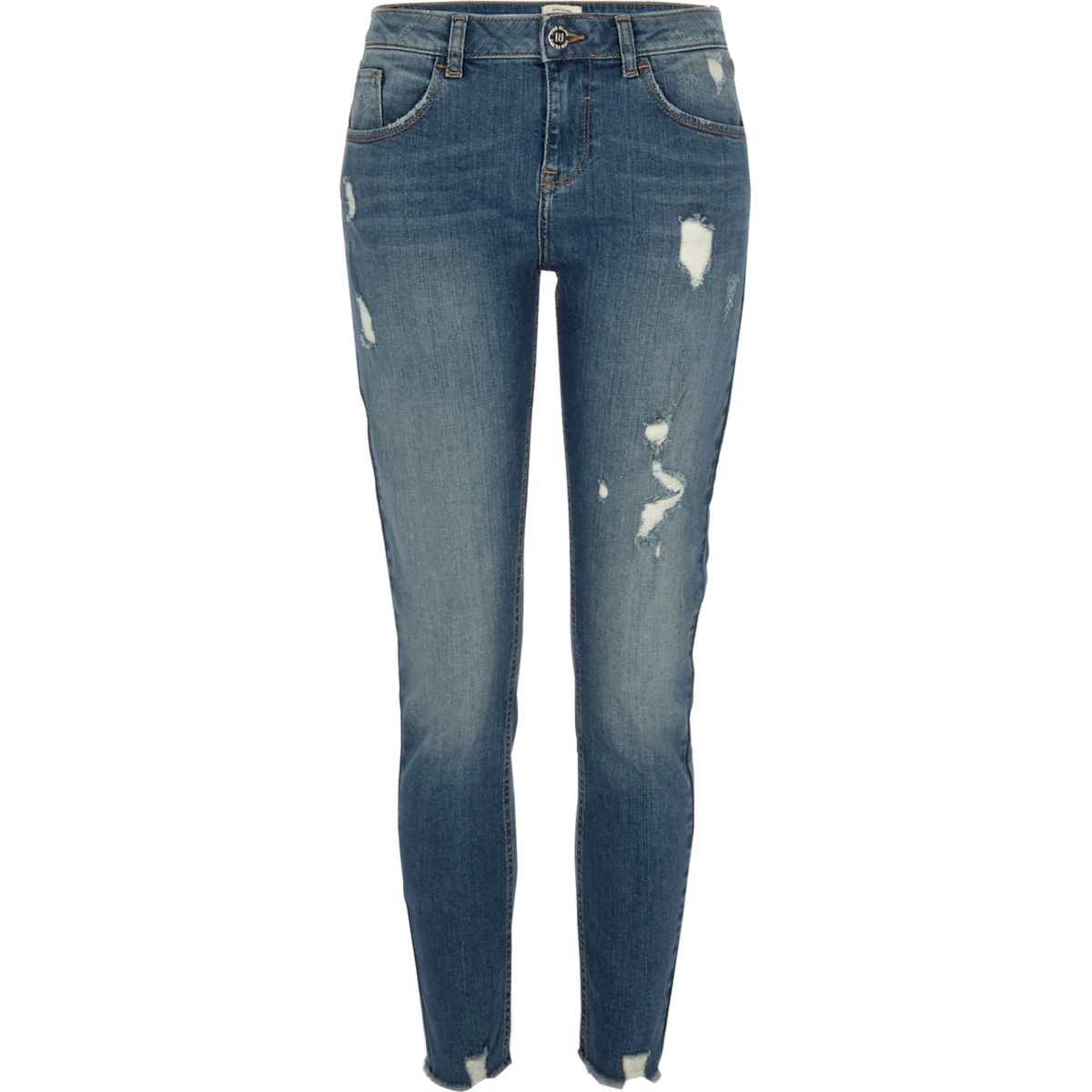 Mid blue Alannah ripped relaxed skinny jeans