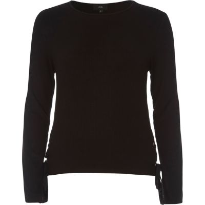 long sleeve black jersey top