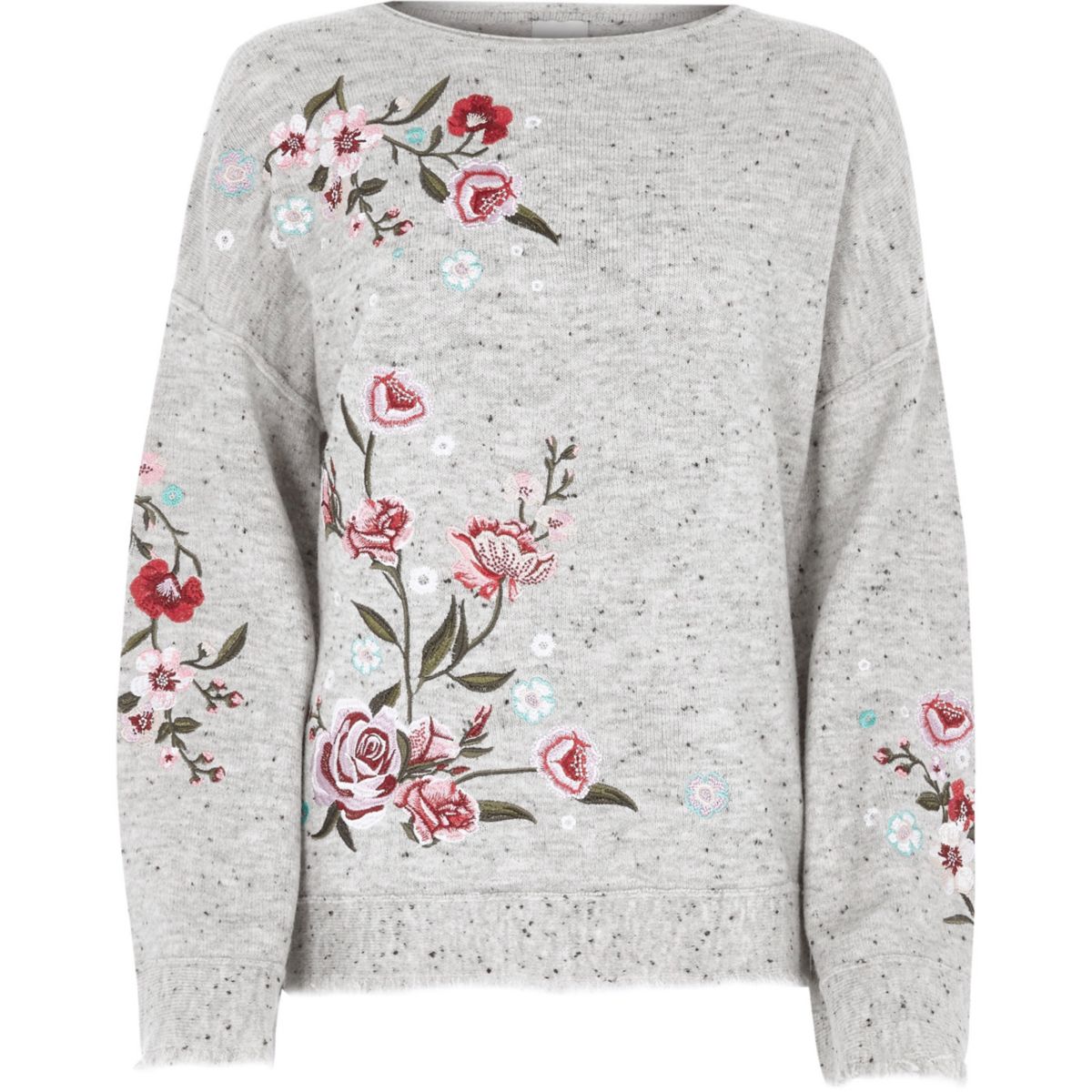 Grey floral embroidered jumper Knitwear Sale women
