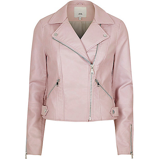 Light pink faux leather biker jacket - Jackets - Coats / Jackets - women