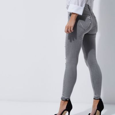 Petite grey ripped Molly skinny jeggings