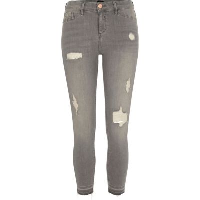 Petite grey ripped Molly skinny jeggings
