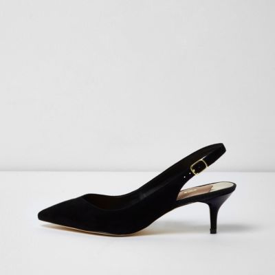 Black slingback kitten heel court shoes