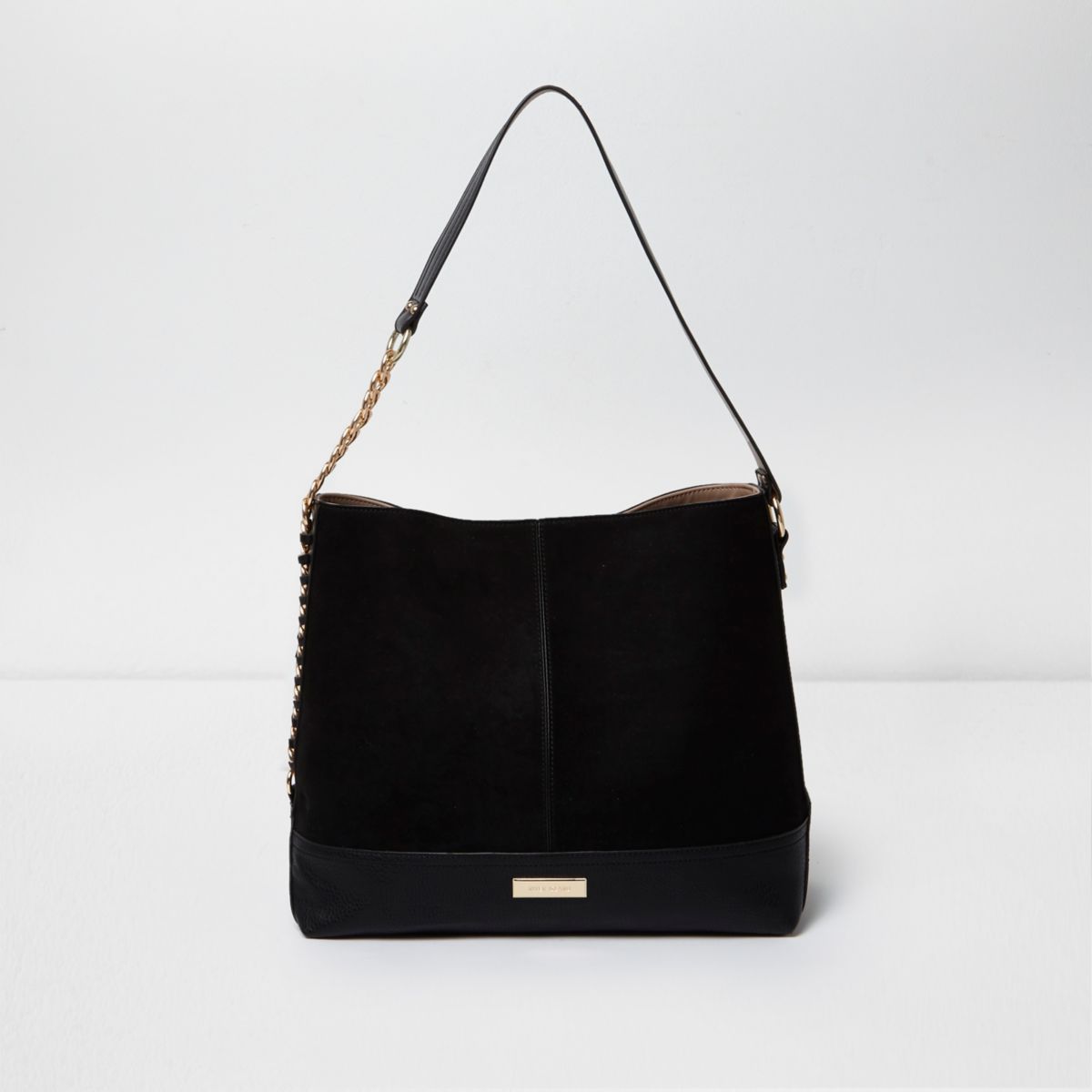 Black chain side slouch bag - Shopper & Tote Bags - Bags & Purses - women