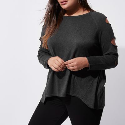 Plus – Dunkelgrauer Pullover