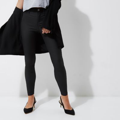 Petite black coated Molly skinny jeans