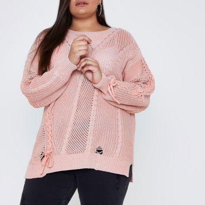 Plus – Pinker Strickpullover