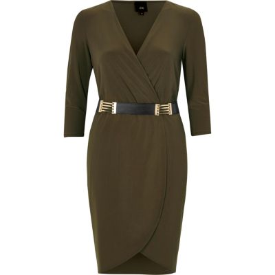 river island khaki green dress