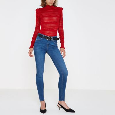 Mid blue denim Amelie super skinny jeans