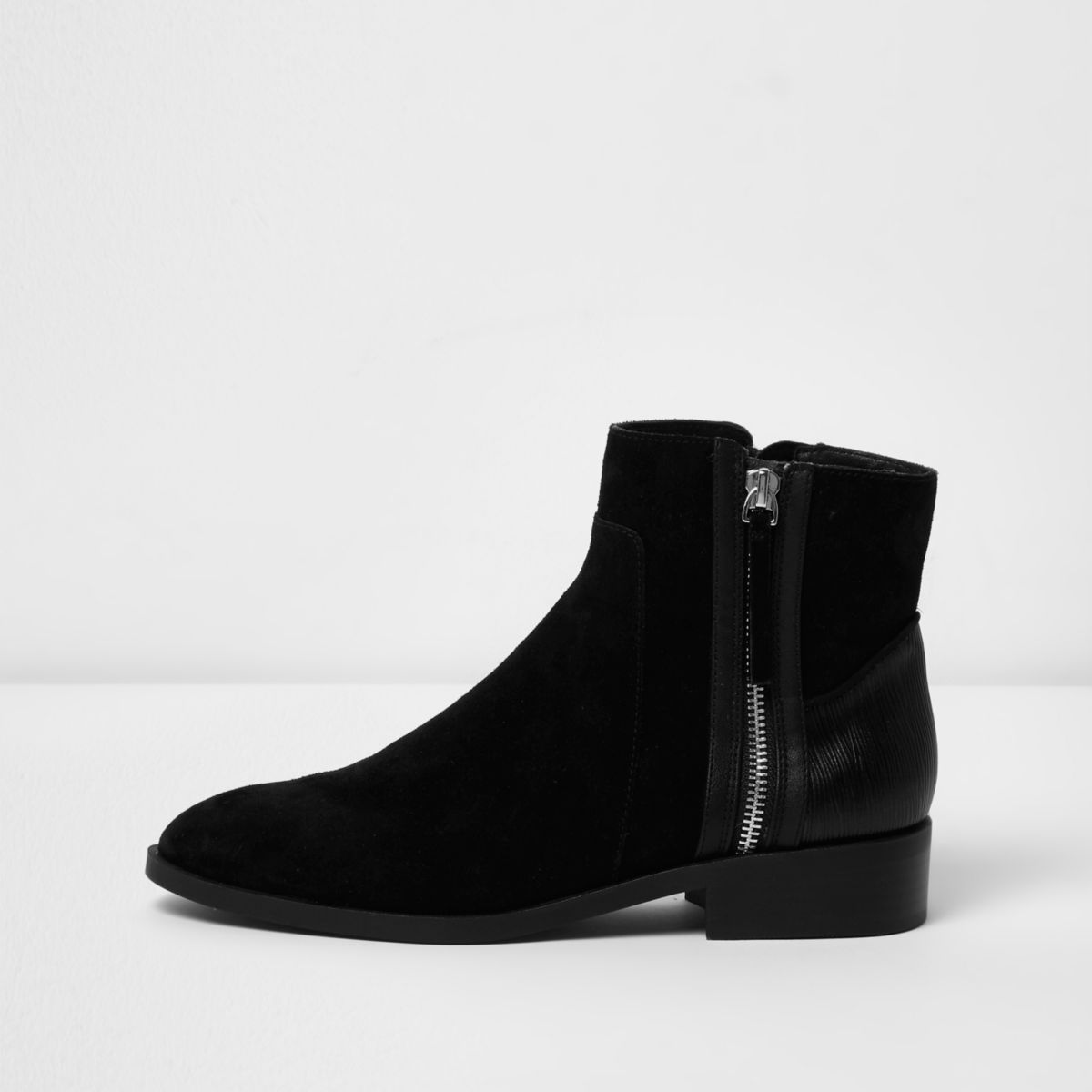 River Island Womens Black suede zip side ankle | Bluewater | £20.00