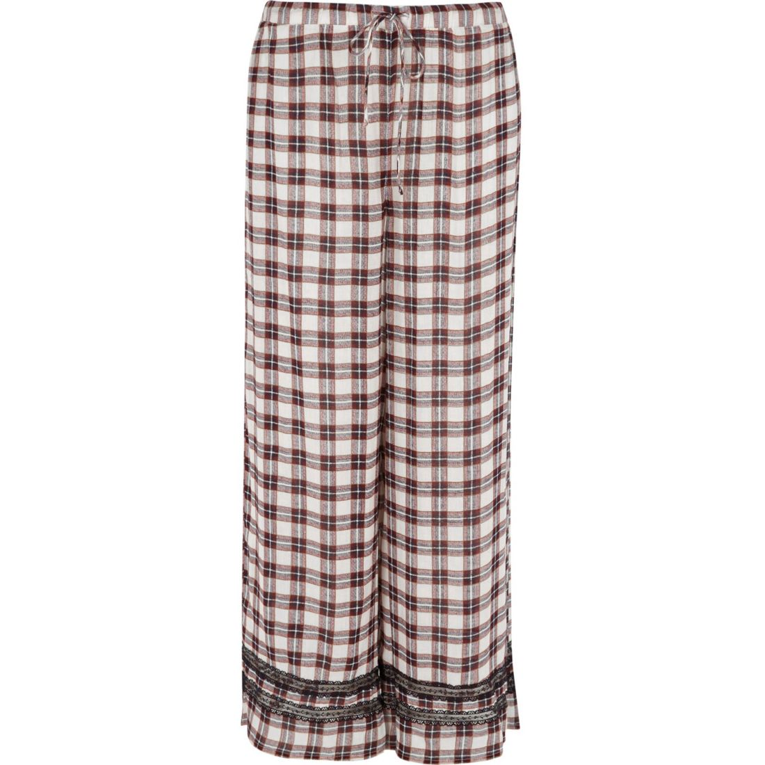 Red check lace trim pyjama trousers