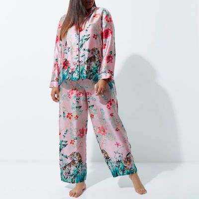 Plus – Pantalon de pyjama motif jungle rose
