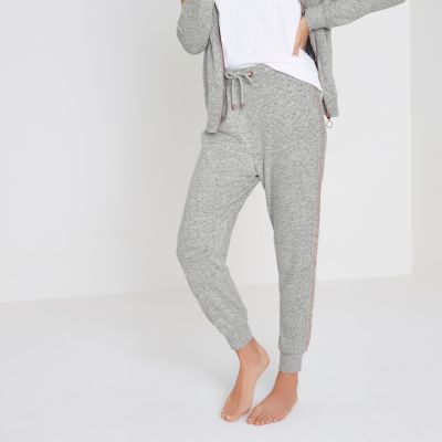 Bas de pyjama en jersey doux gris clair façon jogging