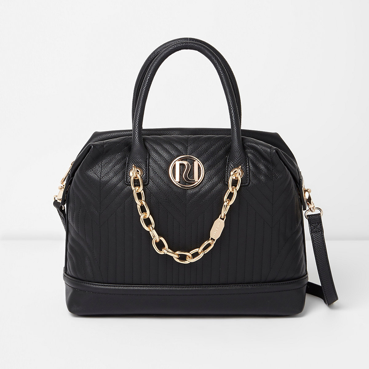 Black quilted chain detail bowler bag - Shopper & Tote Bags - Bags & Purses - women