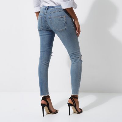 Blue Alannah glitter rip relaxed skinny jeans
