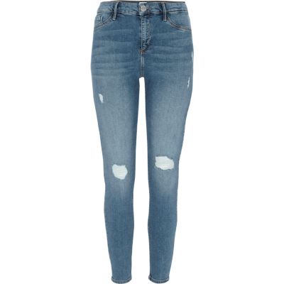 Molly – Jegging skinny bleu moyen déchiré