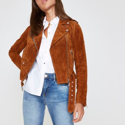 Bruin suède bikerjack