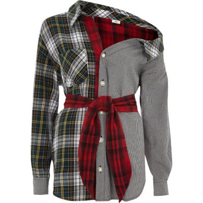 Groen overhemd met gemengde ruit