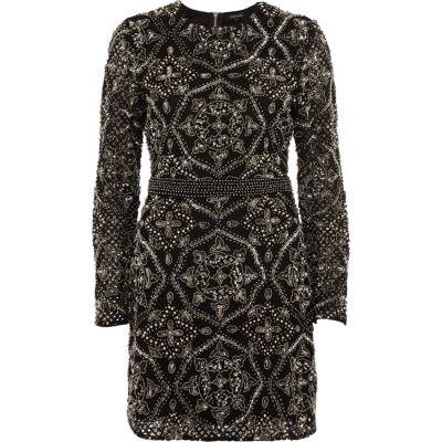 River Island Zwarte bodycon mini-jurk met lovertjes