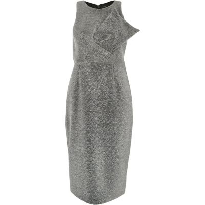 River Island Metallic zilveren glitterbodyconjurk met strik