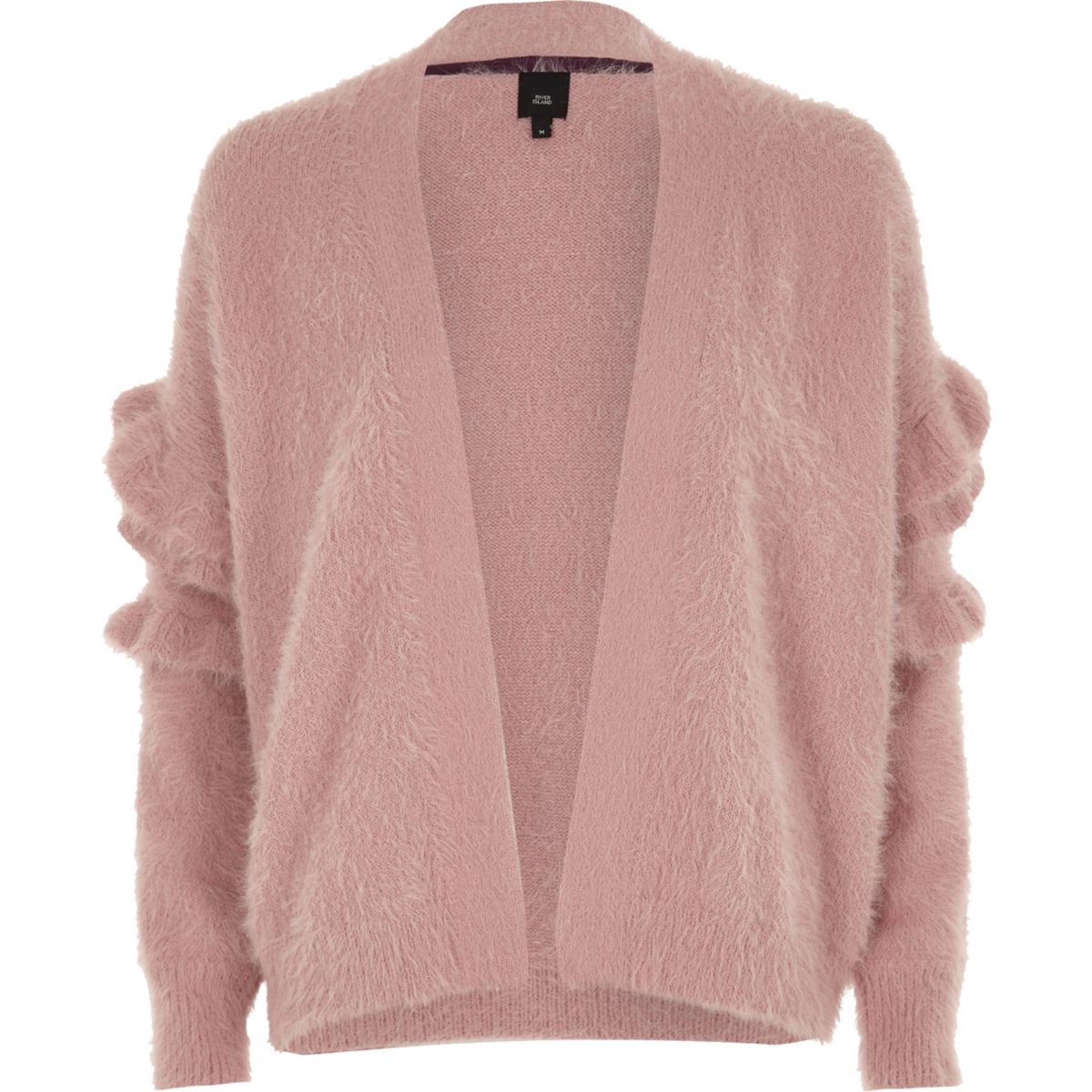  Dusty  pink  fluffy frill sleeve cardigan  Cardigans  