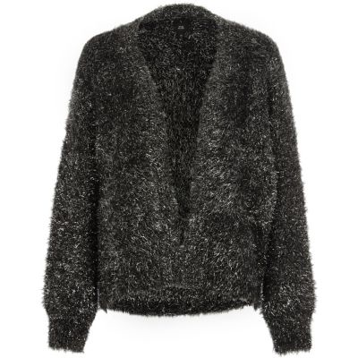 Strickjacke in Schwarz-Metallic