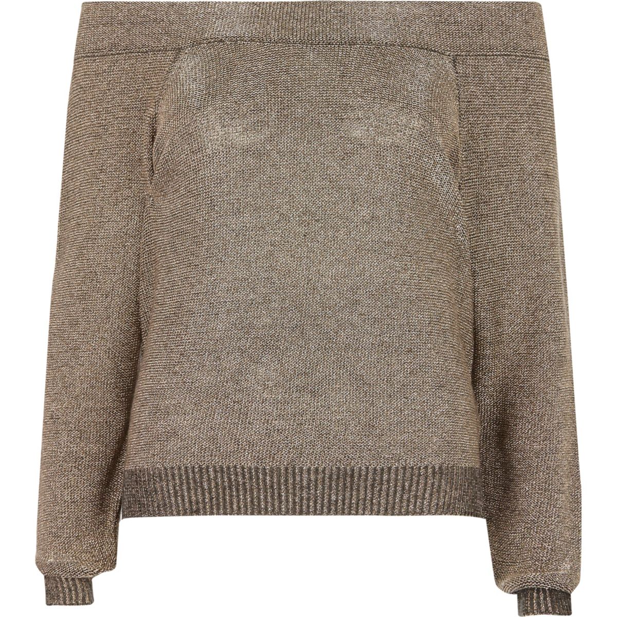 Dark grey metallic bardot jumper