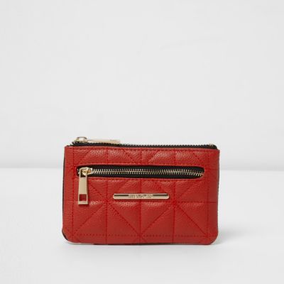 Mini porte-monnaie rouge matelassé