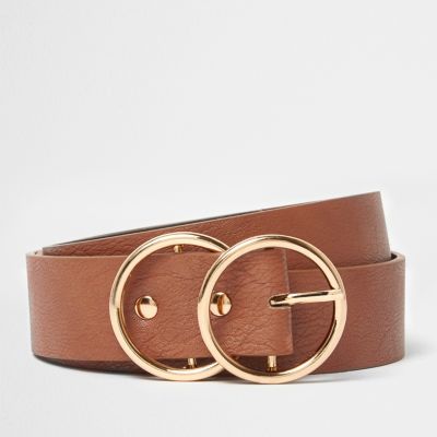 Tan double ring belt
