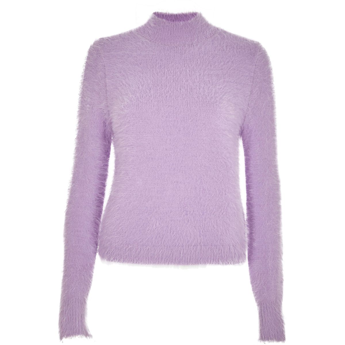 Light purple fluffy knit high neck jumper