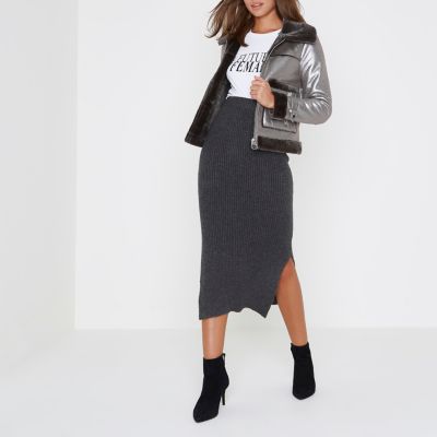 Silver metallic faux shearling trucker jacket