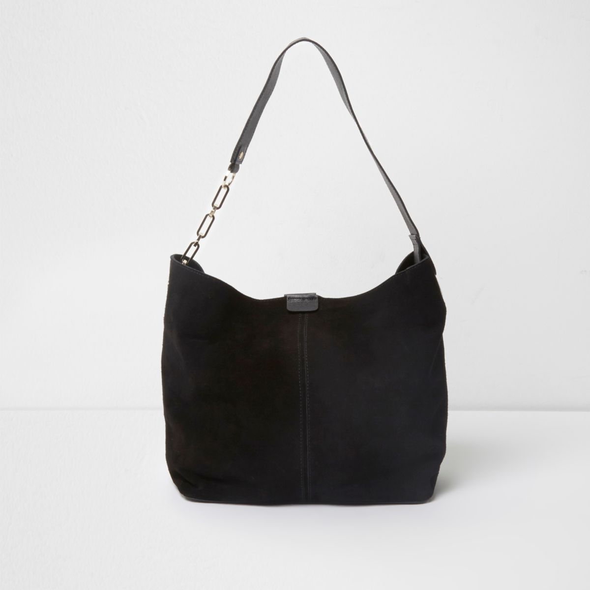 Black suede underarm slouch chain bag - Shoulder Bags - Bags & Purses - women