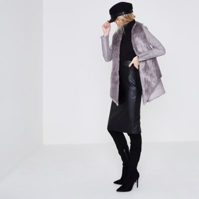 Grey faux suede fallaway jacket