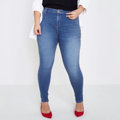 Plus – Molly – Jegging à délavage bleu vif