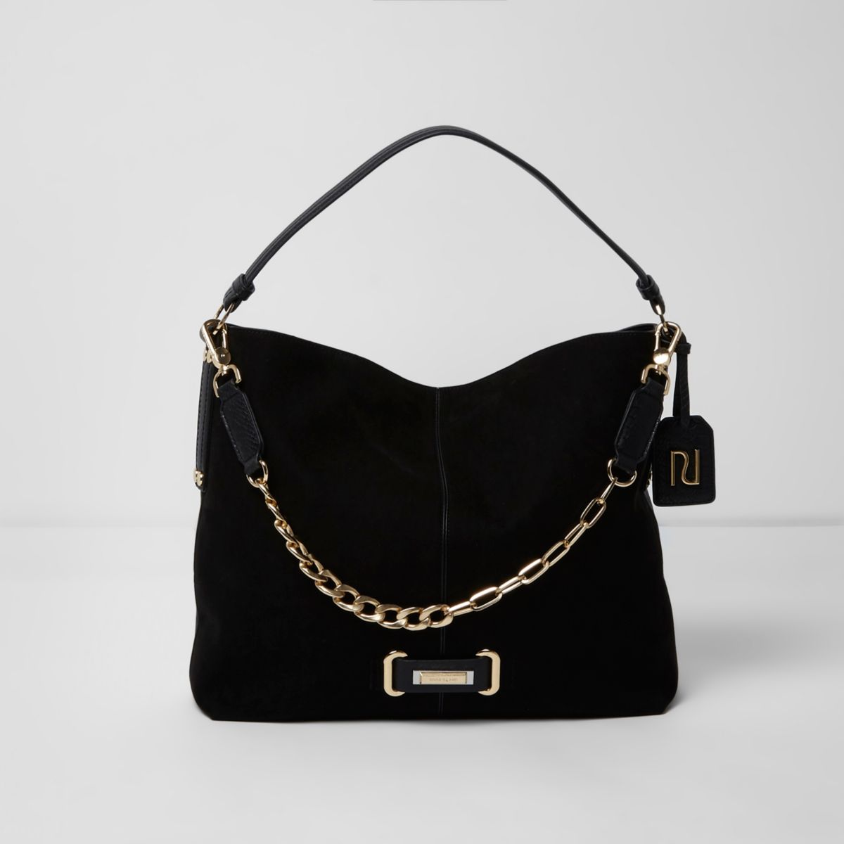 Black chain front underarm slouch bag - Shoulder Bags - Bags & Purses - women