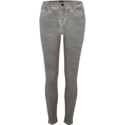 Amelie – Graue Super Skinny Jeans mit Beschichtung