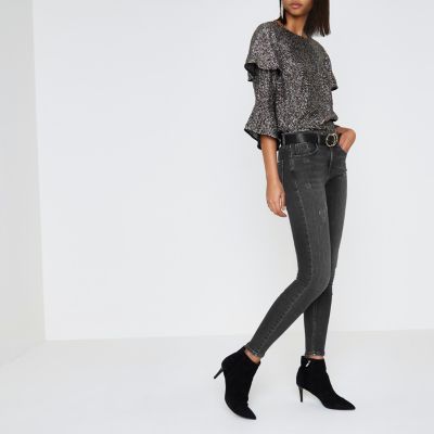 Black Amelie distressed super skinny jeans