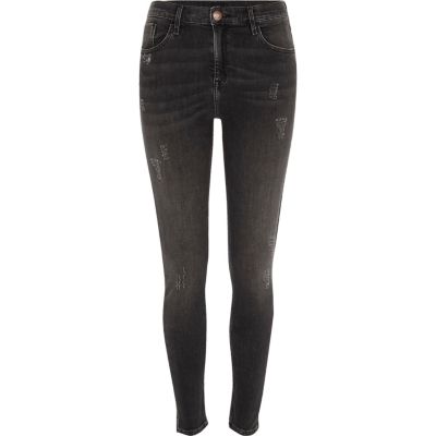 Amelie – Jean super skinny noir usé
