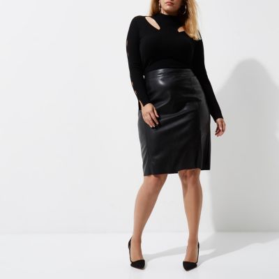 Plus black cut out high neck jumper