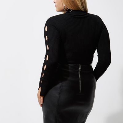 Plus black cut out high neck jumper