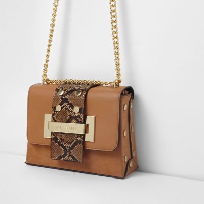 Tan snake cross body chain bag - Shoulder Bags - Bags & Purses - women